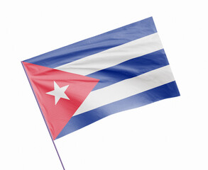 3d illustration flag of Cuba. Cuba flag waving isolated on white background with clipping path. flag frame with empty space for your text.