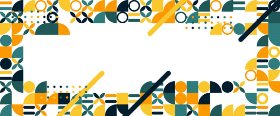 Obraz premium Colorful colourful vector modern banners with abstracts shapes geometric mosaic. Vector flat mosaic horizontal banners template