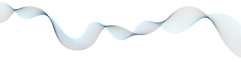 Abstract background with waves for banner. Web banner size. Vector background with lines. Element for design isolated on white. Black and blue
