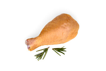 Smoked chicken leg isolated on white background.