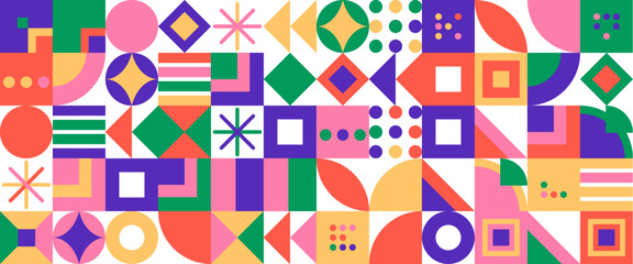 Vector flat design colorful colourful geometric mosaic banners. Vector flat mosaic horizontal banners template