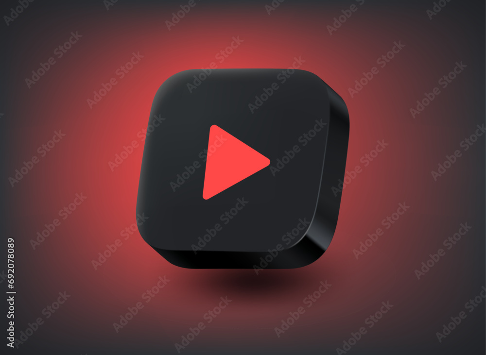 Poster internet player app concept. vector 3d illustration