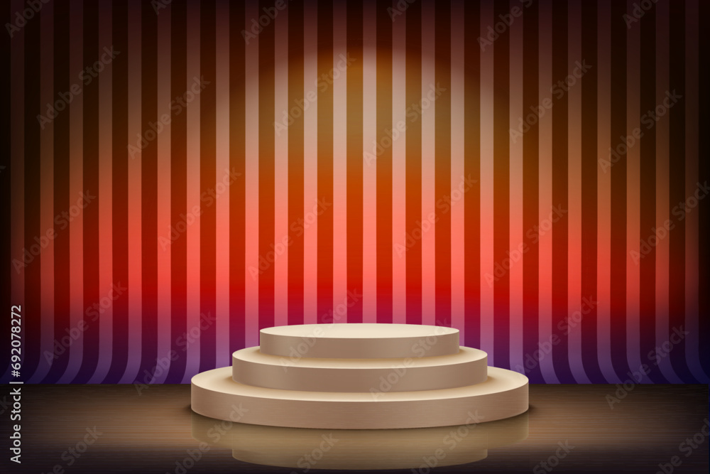 Aufkleber abstract vibrant studio with stripes and podium. design product template. 3d vector mockup