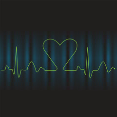 The heartbeat Ecg shape rises up and down and gains in the middle Vector