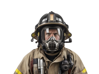 Fire man wearing gaz mask