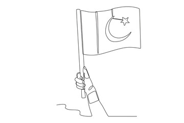 A concept of Pakistani independence. Pakistan Day one-line drawing