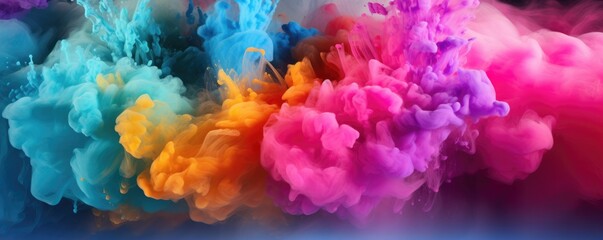 Obraz premium Color palette in style of explosion of colors, wallpaper color palette, banner panorama. Generative Ai.