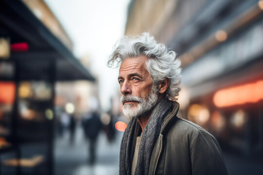Generative AI image of Sophisticated Senior Man in Urban Setting