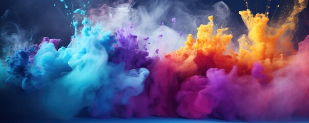 Color palette in style of explosion of colors, wallpaper color palette, banner panorama. Generative Ai.