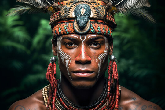 Tribal Headdress and Facial Paint Generative A