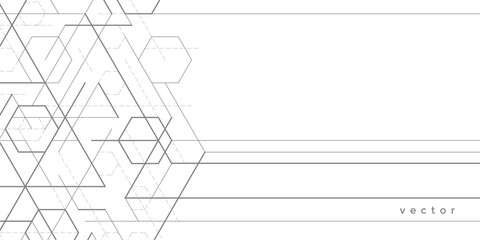 Linear geometric drawing.Abstract white background from cubes and lines.Vector illustration. - obrazy, fototapety, plakaty