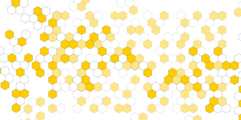 Hexagons on white background .Technology banner .Structure molecule and communication.Geometric rhombuses. Vector illustration.