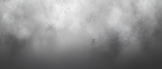 Amidst a swirling sea of fog and clouds, a solitary figure stands, embracing the mysterious beauty of the misty outdoors - obrazy, fototapety, plakaty