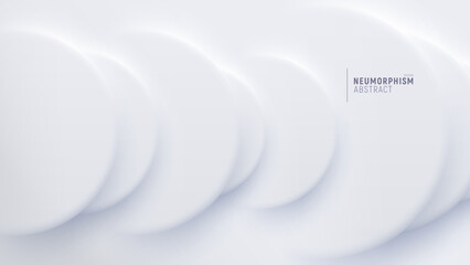 Neumorphic soft, bright design with round shapes.