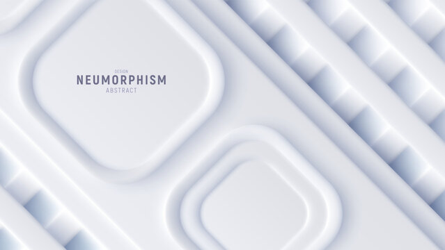 Top view, neumorphic bright design, 3D decorative mesh, grid from white slats.