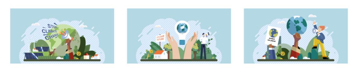 Climate change. Save the planet. Vector illustration We must take meaningful steps to change climate patterns and protect our planets future Environmental protection efforts are instrumental in