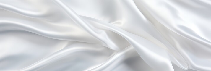 Elegant crumpled white silk fabric background with luxurious texture for design concept