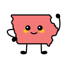 Iowa a US state color element. Smiling cartoon character.