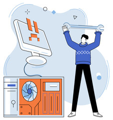 Technical support. Vector illustration. Instructors in technical disciplines impart valuable knowledge and skills to aspiring professionals Technological helpers are essential in ensuring smooth