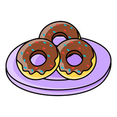 Chocolate Glazed doughnut or donut concept, ring-shaped cake vector color icon design, Fastfood symbol, Grab and go meals sign, Takeout takeaway snack stock illustration 