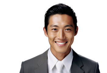 Cheerful Asian Businessman Portrait on Transparent