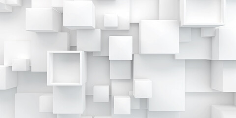 Abstract 3d white cubes background, geometric pattern texture.