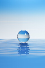  small glass ball floating on water