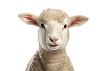 Obraz premium Close-up of a sheep looking at camera isolated on white background