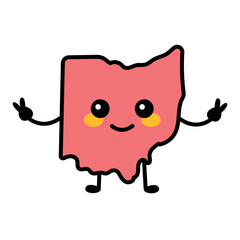 Ohio a US state color element. Smiling cartoon character.