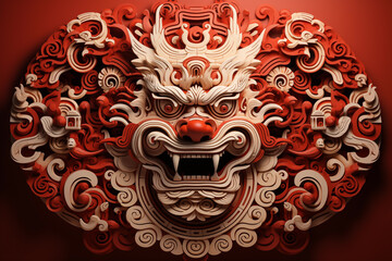 Baroque Dragon Carving Generative AI