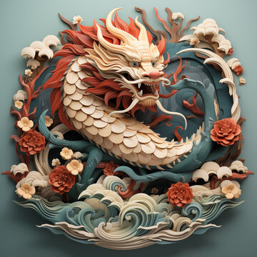 Serpentine Dragon Sculpture Generative AI