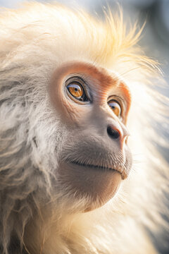 Pensive Golden Monkey Portrait. Generative AI