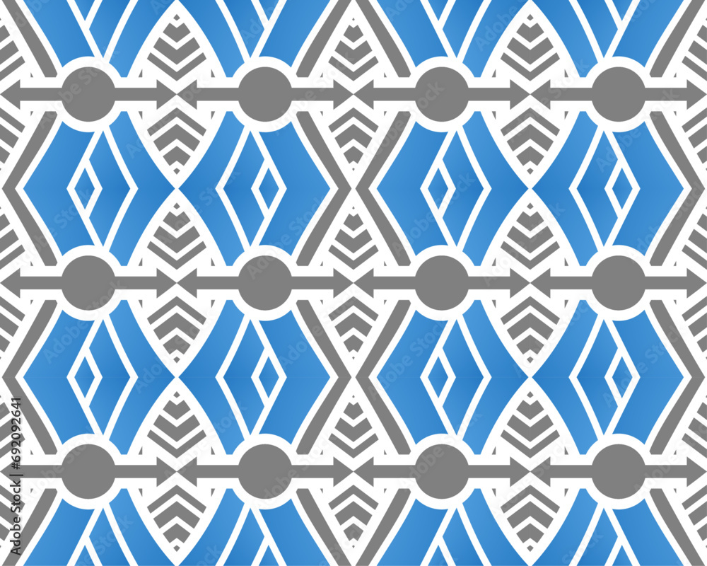Poster abstract modern seamless geometric pattern with original ornament in blue, grey and white tones. edi