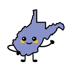 West Virginia a US state color element. Smiling cartoon character.
