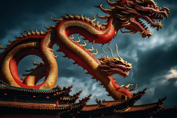 Obraz premium chinese dragon statue