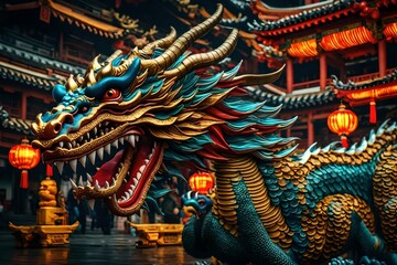 Fototapeta premium chinese dragon statue