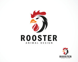 Head rooster logo creative animal design farm food chicken design