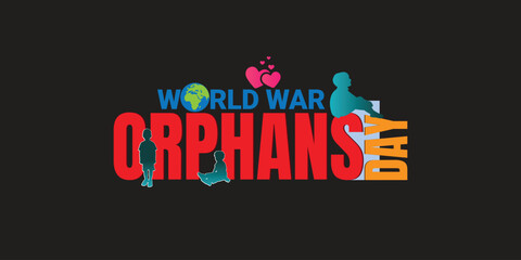 Fototapeta premium Creative Template Design for Vector Illustration of World War Orphans Day. War Orphans Banner Design, Suitable for Posters, Banners, campaigns and greeting cards. Editable Illustration of Orphan Kids.