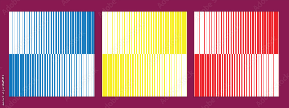 Poster abstract seamless set of vertical line red yellow blue gradient pattern perfect for banner poster.