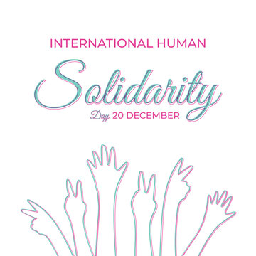 December 20, International Human Solidarity Day illustration, Isolated on white