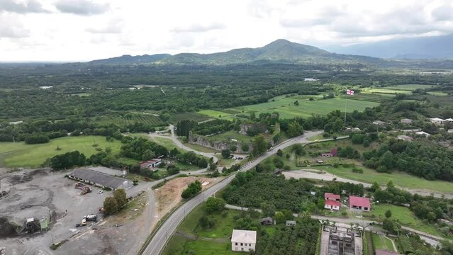 Aerial view of Rukhi Fortress Located in the village of Rukhi in Samegrelo&rsquo;s Zugdidi Municipality