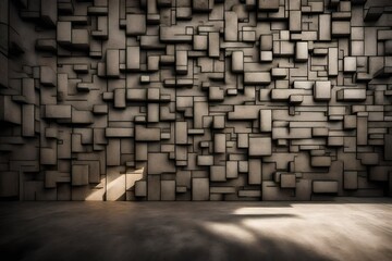 A textured concrete block wall, with a focus on the interplay of light and shadow that emphasizes its industrial appeal.