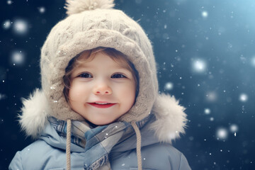 portrait of a boy in winter, Generative AI