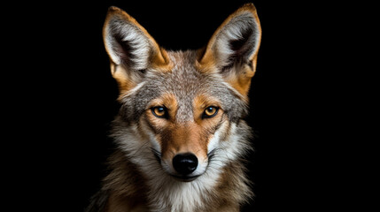 Fototapeta premium close up of jackal on black background