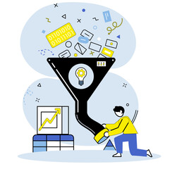 Predictive analytics vector illustration. Analyzing big data sets allows businesses to uncover valuable insights and improve predictive analytics Continuous monitoring data and market trends