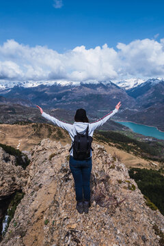Hiker embracing nature's grandeur in the Pyrenees