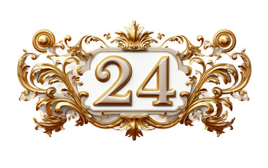 Ornate 2024 Typography Isolated on Transparent Background PNG.