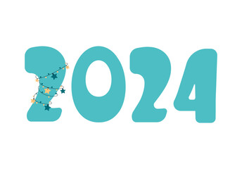 Happy New Year 2024. Vector holiday illustration with 2024  text design.