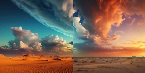 Foto op Canvas beautiful dramatic sunset over desert, colorful vibrant landscape © goami