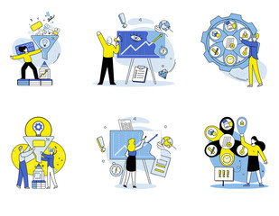 Machine learning vector illustration. The analysis engineering data using machine learning algorithms improves efficiency and optimizes processes The tech industry thrives on continuous innovation